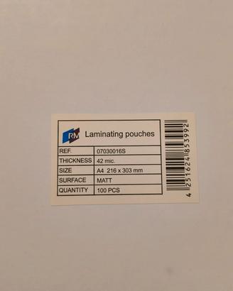 Pouches buste laminazione A4 opache 42 micron 