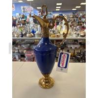 BOTTIGLIA STOCK VINTAGE CERAMICA BLU INSRTI DORATI