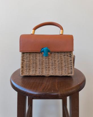 Borsa a tracolla a mano Rattan Raffia stile Bali