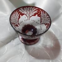 coppa cristallo boemia rosso rubino intagliata 
