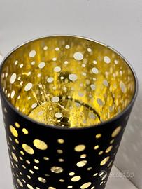 Candela vetro nuova con luce 16 cm