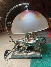 Lampada Ottaviani in argento cavalli al galoppo