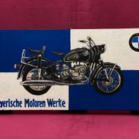 Moto BMW R50 Motorrad Vintage Quadro Dipinto 