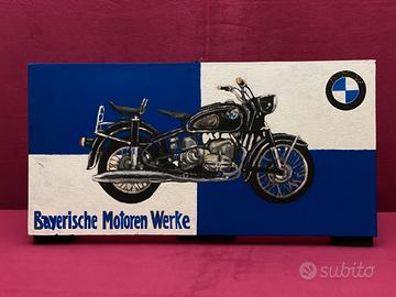 Moto BMW R50 Motorrad Vintage Quadro Dipinto 