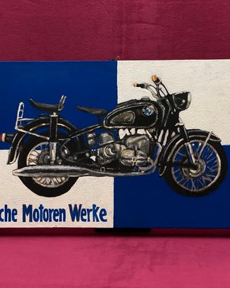 Moto BMW R50 Motorrad Vintage Quadro Dipinto 