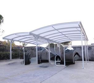 Doppia Tettoia auto in alluminio e policarbonato
