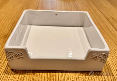 Porta-tovaglioli in ceramica bianca, Amadeus