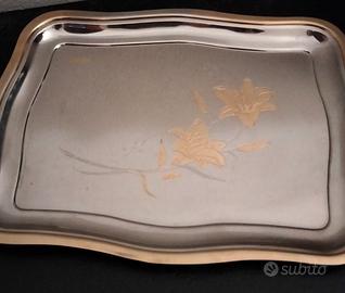 Vassoio con oro 24 carati e acciaio inox 18/10