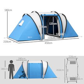 Outsunny Tenda da Campeggio 2 Posti con 2 Stanze