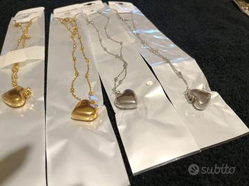 collane cuore in acciaio oro/argento