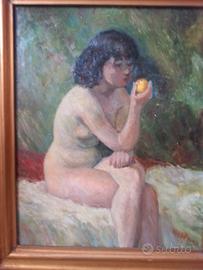 olio su tavola: Nudo di donna firmato Hoffman