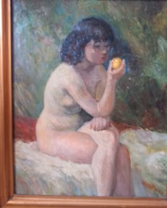 olio su tavola: Nudo di donna firmato Hoffman