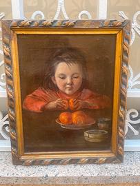 Antico ritratto infantile, olio su tela