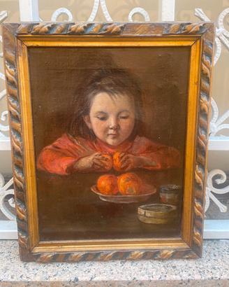 Antico ritratto infantile, olio su tela