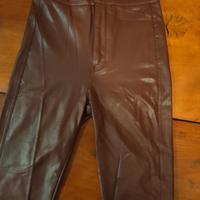 pantaloni ecopelle marrone