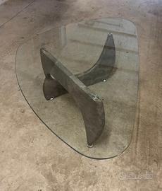 Tavolino design vetro e base effetto cemento marmo