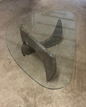 Tavolino design vetro e base effetto cemento marmo