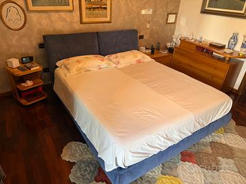 Letto matrimoniale alcantara comodini cassettiera