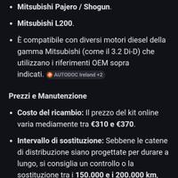 kit catena distribuzione motore mitsubishi