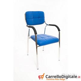Sedia cromata imbottita per ufficio e ospite blu