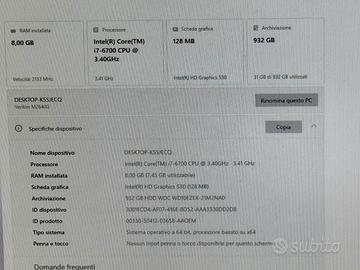 PC Fisso Completo Acer Veriton i7-6700 8GB DDR4
