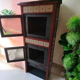 stufa a legna con forno rivestimento in ceramica 