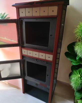 stufa a legna con forno rivestimento in ceramica 