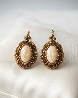 Orecchini Vintage anni 60 Bronzo Perle made in Ita