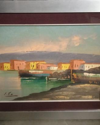 quadro case scogliera sul mare con firma 51 per 42