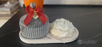 set Hand Made piattino portagioie e candela