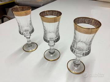 Trittico 3 Calici Vintage Cristallo Intagliato con