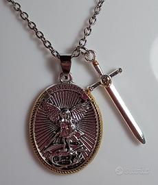 Collana San Michele arcangelo con doppio ciondolo 