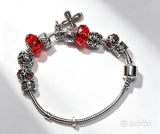 Bracciale Croce Acciaio Rosso