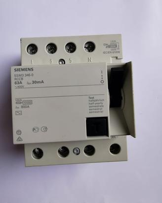 Interruttore Differenziale 4 Poli 63A / 30mA 5SM3