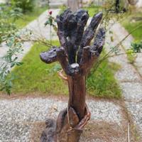 Lampada da terra artigianale in legno naturale