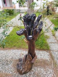 Lampada da terra artigianale in legno naturale