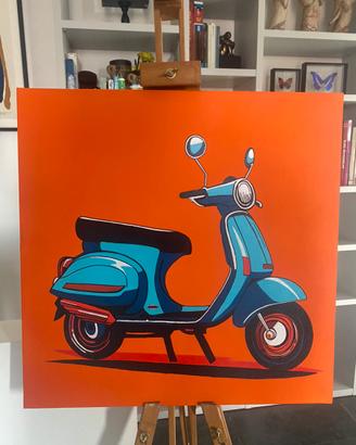Acrilico su tela 50×50 cm “vespa”