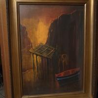 Quadro di Eliano Fantuzzi, Coppia sul lago (70x50)