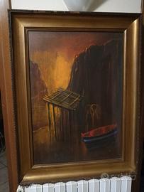 Quadro di Eliano Fantuzzi, Coppia sul lago (70x50)