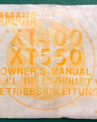 Yamaha XT 550Libretto uso e manutenzione originale
