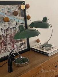 Coppia Lampade Vintage Modernariato Bauhaus Verde 