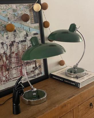 Coppia Lampade Vintage Modernariato Bauhaus Verde 