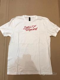 Strictly Ryhthm red logo white t-shirt