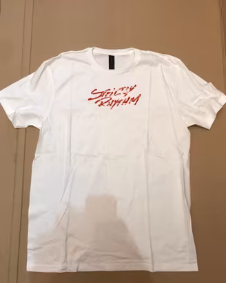 Strictly Ryhthm red logo white t-shirt