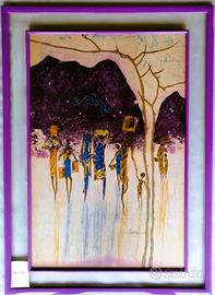 Quadro etnico africano Batik  Cornice  70 x 100