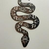 Serpente decorazione parete In legno boho floreale