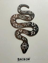 Serpente decorazione parete In legno boho floreale