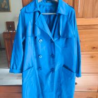 Trench primaverile azzurro doppiopetto poliestere