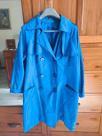Trench primaverile azzurro doppiopetto poliestere