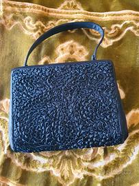 Borsa pochette nera in seta e raso